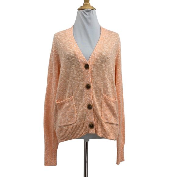 J Crew Sweater Women S Small Creamsicle Beach Cardigan Loose Knit Slouchy Pocket - Picture 1 of 10